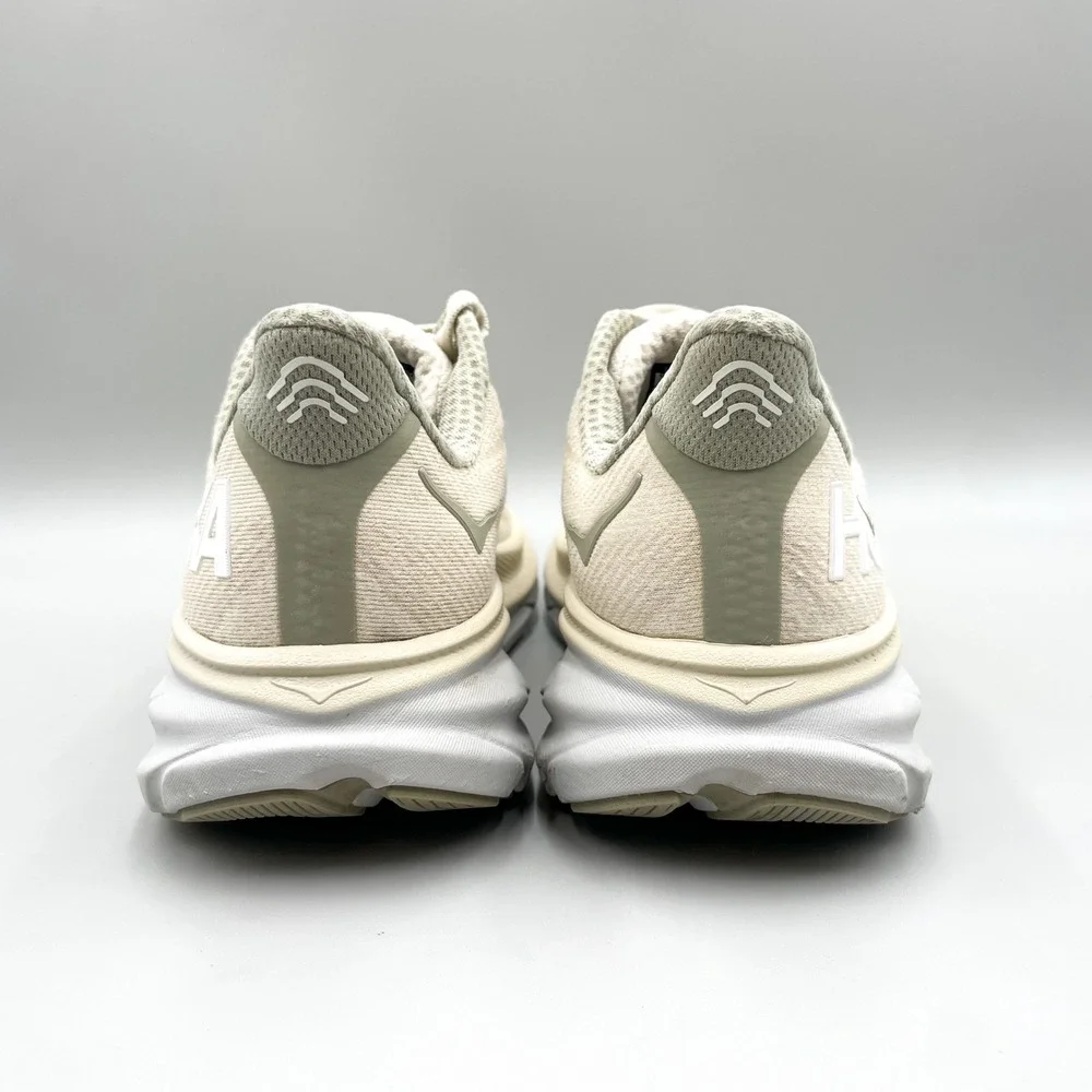 Hoka Clifton 9 Mens 9D Road Running Shoes Oat Milk Barley Chunky Sneaker Gym